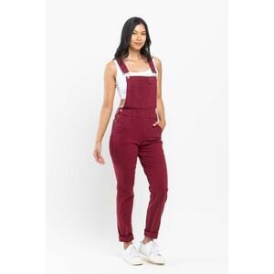 Judy Blue Garment Dyed Crimson Boyfriend Fit Overalls Jumpsuit Maroon Size Large